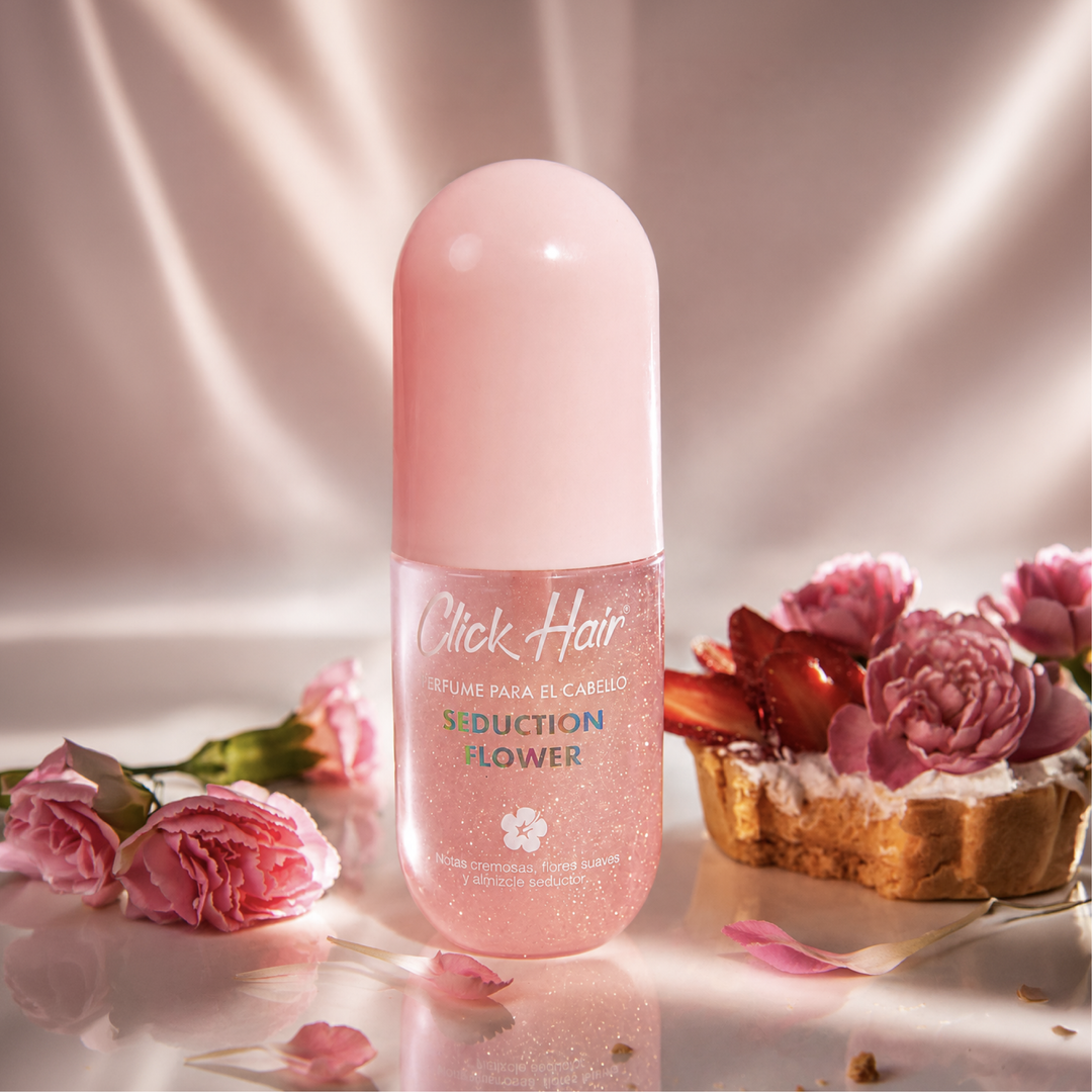 Perfume para el cabello Click Hair Seduction Flower — Fresas cremosas, flores suaves y almizcle seductor.