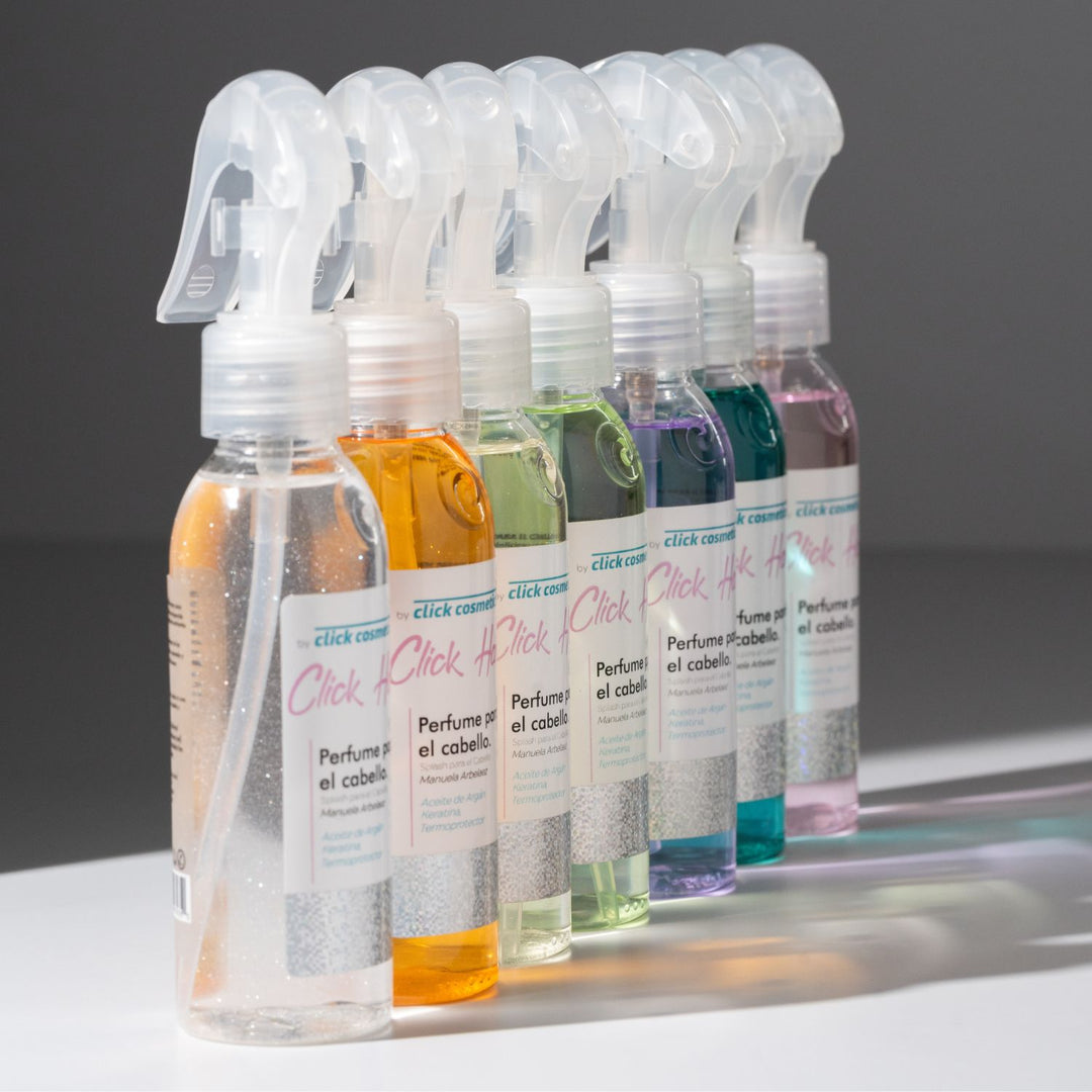 Perfume para el cabello con glitter, aceite de argán y queratina